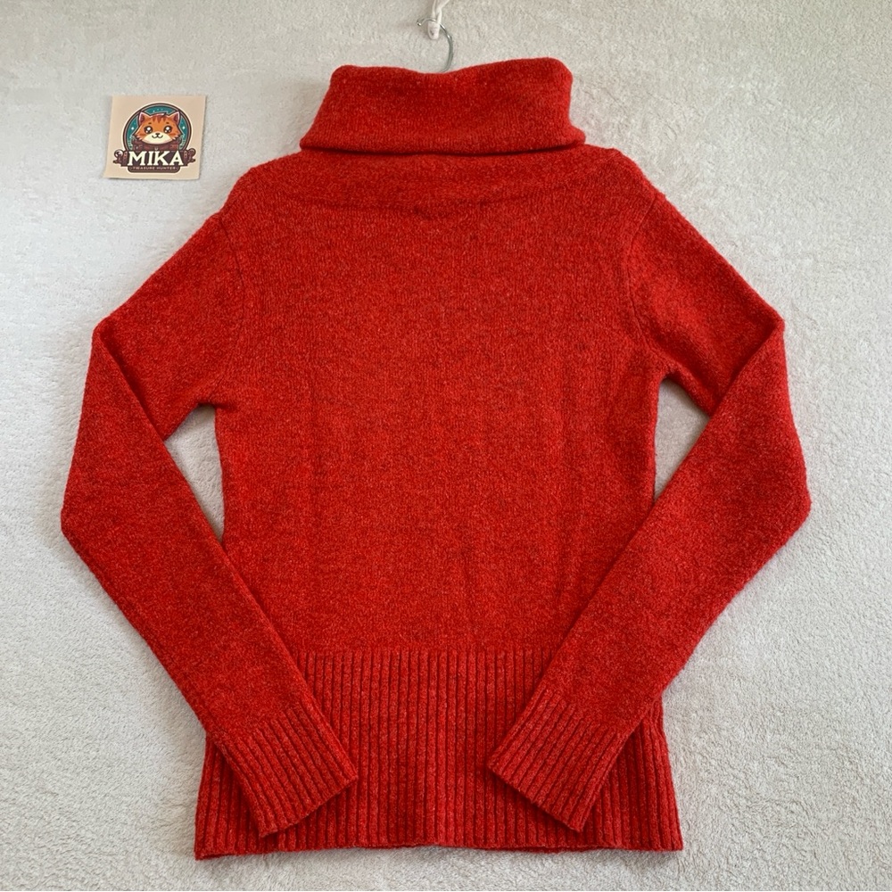 MNG By Mango Women's Size XL Red Long Sleeve Buttoned Turtleneck Knit Sweater - Picture 6 of 10